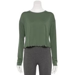 Women's Tek Gear® Lettuce-Edge Cross-Back Top -Adidas shop 5653063 Esta Olive