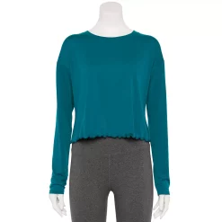 Women's Tek Gear® Lettuce-Edge Cross-Back Top -Adidas shop 5653063 Night Life Teal