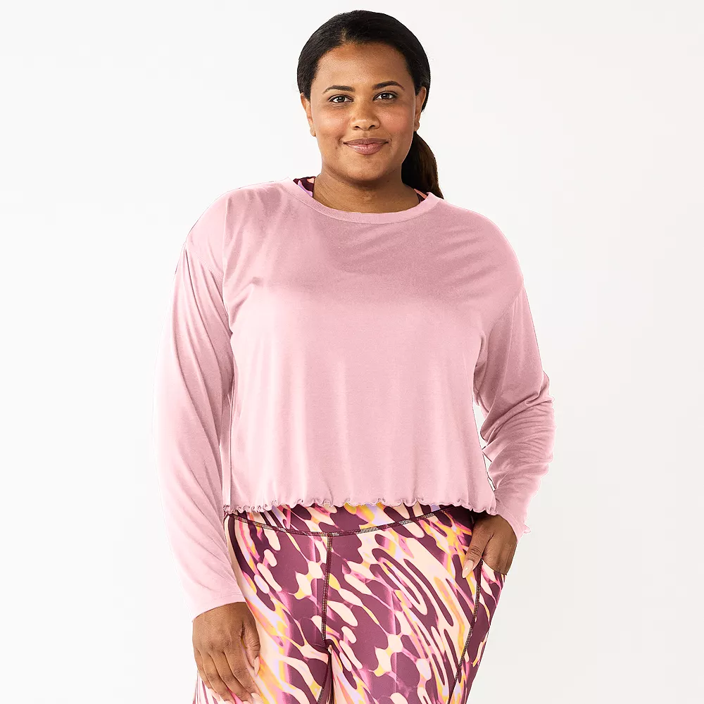 Plus Size Tek Gear® Lettuce-Edge Cross-Back Top 3 Plus Size Tek Gear® Lettuce-Edge Cross-Back Top