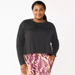 Plus Size Tek Gear® Lettuce-Edge Cross-Back Top 11 Plus Size Tek Gear® Lettuce-Edge Cross-Back Top -Adidas shop 5655893 Black