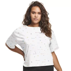 Plus Size Champion® Cropped Graphic Tee -Adidas shop 5656130 Scattered Logos Oxford