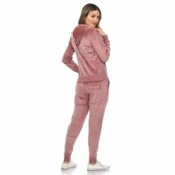 Women's White Mark Rhinestone 2-Piece Velour Tracksuit Set -Adidas shop 5656824 ALT