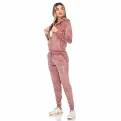 Women's White Mark Rhinestone 2-Piece Velour Tracksuit Set -Adidas shop 5656824 ALT2