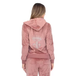 Women's White Mark Rhinestone 2-Piece Velour Tracksuit Set -Adidas shop 5656824 ALT3