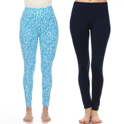 Women's White Mark 2-Pack Leopard & Solid Leggings Set -Adidas shop 5656826 Blue Leopard