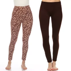 Women's White Mark 2-Pack Leopard & Solid Leggings Set -Adidas shop 5656826 Brown Leopard