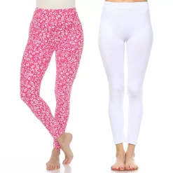 Women's White Mark 2-Pack Leopard & Solid Leggings Set