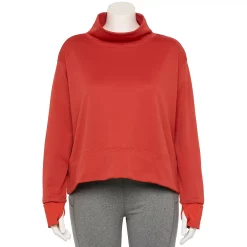 Plus Size Tek Gear® Run Mockneck Long Sleeve Top -Adidas shop 5656848 Cranberry Kiss