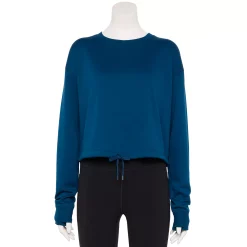 Women's Tek Gear® Stretch Fleece Cinched-Waist Top -Adidas shop 5661474 Blue Crayon