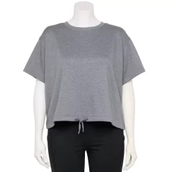Plus Size Tek Gear® Stretch Fleece Cinched-Waist Top -Adidas shop 5663601 Smokey Slate