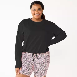 Plus Size Tek Gear® Stretch Fleece Cinched-Waist Top -Adidas shop 5663621 Black