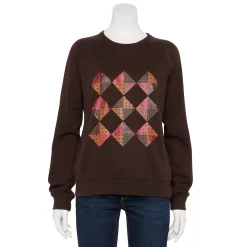 Women's Sonoma Goods For Life® Everyday Crewneck Sweatshirt -Adidas shop 5664640 Brown Quilt Graphic