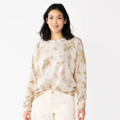 Women's Sonoma Goods For Life® Everyday Crewneck Sweatshirt -Adidas shop 5664640 Cream Tie Dye