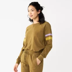 Women's Sonoma Goods For Life® Everyday Crewneck Sweatshirt -Adidas shop 5664640 Olive Stripe Sleeve