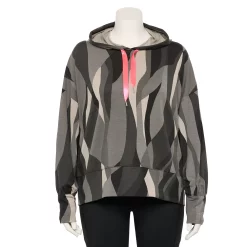 Plus Size Tek Gear® French-Terry Cropped Hoodie -Adidas shop 5664824 Black Abstract