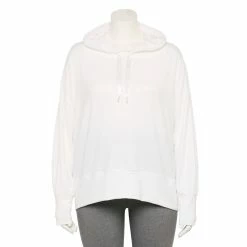 Plus Size Tek Gear® French-Terry Cropped Hoodie -Adidas shop 5664824 White