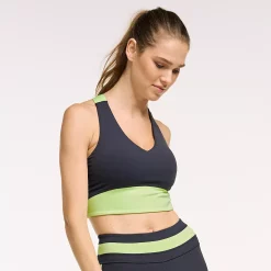 Women's FLX Affirmation Crop Tank with Built-In Bra -Adidas shop 5665505 Navy Lime Green