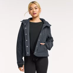 Women's FLX Boucle Mixed-Media Jacket -Adidas shop 5665622 Plum Sherry