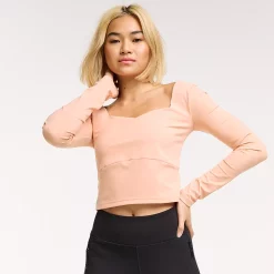 Women's FLX Affirmation Sweetheart Neckline Crop Top -Adidas shop 5665623 Blushed Out