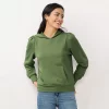 Women's LC Lauren Conrad Pleated French Terry Hoodie -Adidas shop 5666779 Manolo Olive