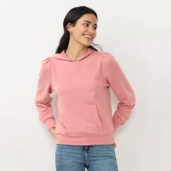 Women's LC Lauren Conrad Pleated French Terry Hoodie -Adidas shop 5666779 Pink Sheraton
