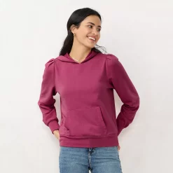 Women's LC Lauren Conrad Pleated French Terry Hoodie -Adidas shop 5666779 Wine Chalet