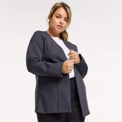 Plus Size FLX Commuter Elevate Open-Front Ponte Blazer