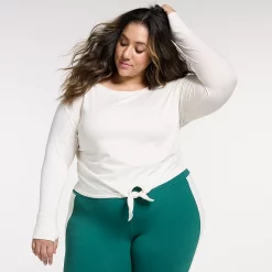 Plus Size FLX Knot-Front Top 8 Plus Size FLX Knot-Front Top -Adidas shop 5667042 Ivory Silk