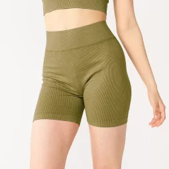 Juniors' SO® Seamless Ribbed Bike Shorts -Adidas shop 5673338 Olive Stick