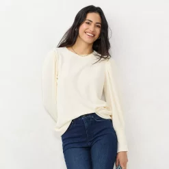 Women's LC Lauren Conrad Lounge Balloon-Sleeve Top -Adidas shop 5674232 Bare Linen