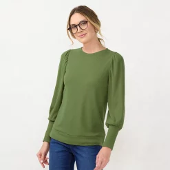 Women's LC Lauren Conrad Lounge Balloon-Sleeve Top -Adidas shop 5674232 Manolo Olive