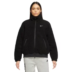 Women's Nike Sportswear Swoosh Plush Jacket -Adidas shop 5675709 Black White