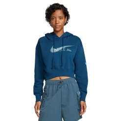 Women's Nike Sportswear Swoosh Fleece Crop Hoodie -Adidas shop 5675783 Valerian Blue