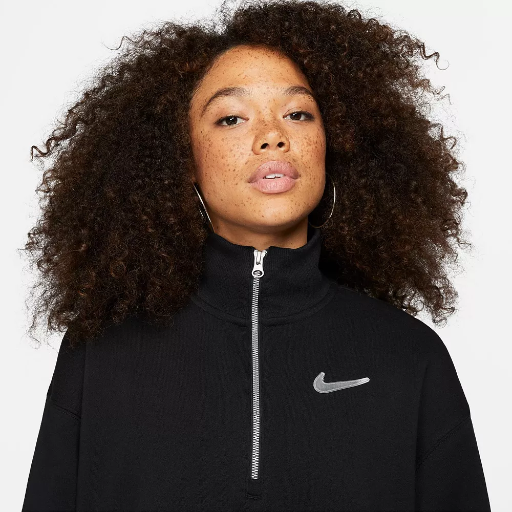 Women's Nike Sportswear Swoosh Quarter-Zip Fleece Top 8 Women's Nike Sportswear Swoosh Quarter-Zip Fleece Top - Image 6