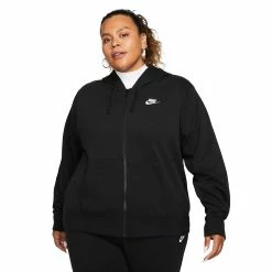 Plus Size Nike Sportswear Club Fleece Full-Zip Hoodie -Adidas shop 5678283 Black