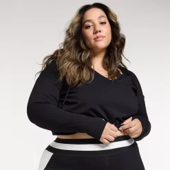 Plus Size FLX Surplice Lightweight Hoodie 7 Plus Size FLX Surplice Lightweight Hoodie -Adidas shop 5679630 Mineral Black