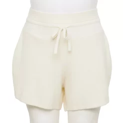 Plus Size FLX Ribbed High-Waisted Sweater Shorts -Adidas shop 5679636 Ivory Silk
