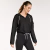 Women's FLX Hooded Half-Zip Mixed-Media Pullover -Adidas shop 5687132 Mineral Black