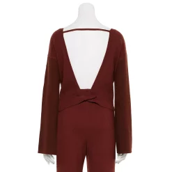 Women's FLX Ribbed Open-Back V-Neck Sweater -Adidas shop 5687133 ALT