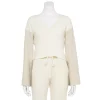 Women's FLX Ribbed Open-Back V-Neck Sweater -Adidas shop 5687133 Ivory Silk