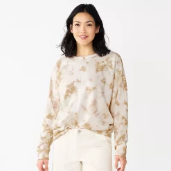 Petite Sonoma Goods For Life® Everyday Crewneck Sweatshirt -Adidas shop 5690936 Cream Tie Dye