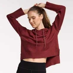 Women's FLX Hooded High-Low Sweater -Adidas shop 5698011 Chic Burgundy