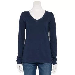 Petite Sonoma Goods For Life® Everyday Long Sleeve V-Neck Top -Adidas shop 5705363 Navy