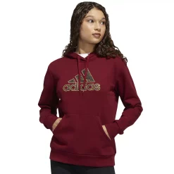 Women's adidas Leopard Metallic Badge Of Sport Fleece Graphic Hoodie -Adidas shop 5709286 Collegiate Burgundy