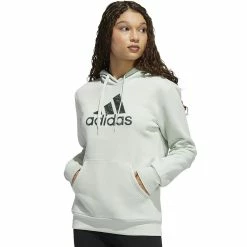 Women's adidas Leopard Metallic Badge Of Sport Fleece Graphic Hoodie -Adidas shop 5709286 Linen Green