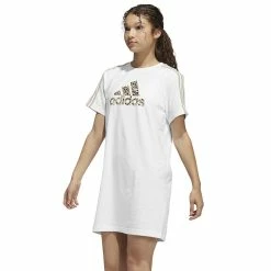 Women's adidas Leopard Metallic Badge of Sport Graphic T-Shirt Dress
