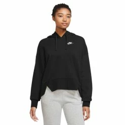 Women's Nike Sportswear Club Fleece Oversized Hoodie -Adidas shop 5710431 Black White