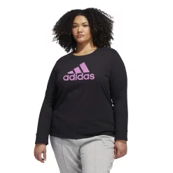 Plus Size adidas Basic Badge Of Sport Tee -Adidas shop 5714100 Black Lilac