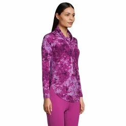 Women's Tall Lands' End Power Performance Tie Dye Cowl Neck Top -Adidas shop 5719069 ALT2