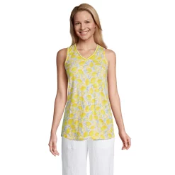 Women's Lands' End Crochet Trim Tunic Tank -Adidas shop 5719073 Yellow Lemon Check